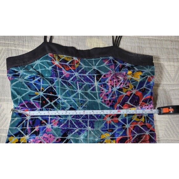 Anthropologie Moulinette Soeurs Blue Lange Velvet Slip Midi Dress Metallic Flora - Picture 5 of 11